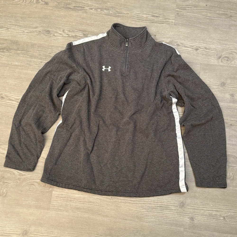 Under Armour Storm Mens L Loose Fit Gray Quarter Zip Fleece Pullover Coldgear